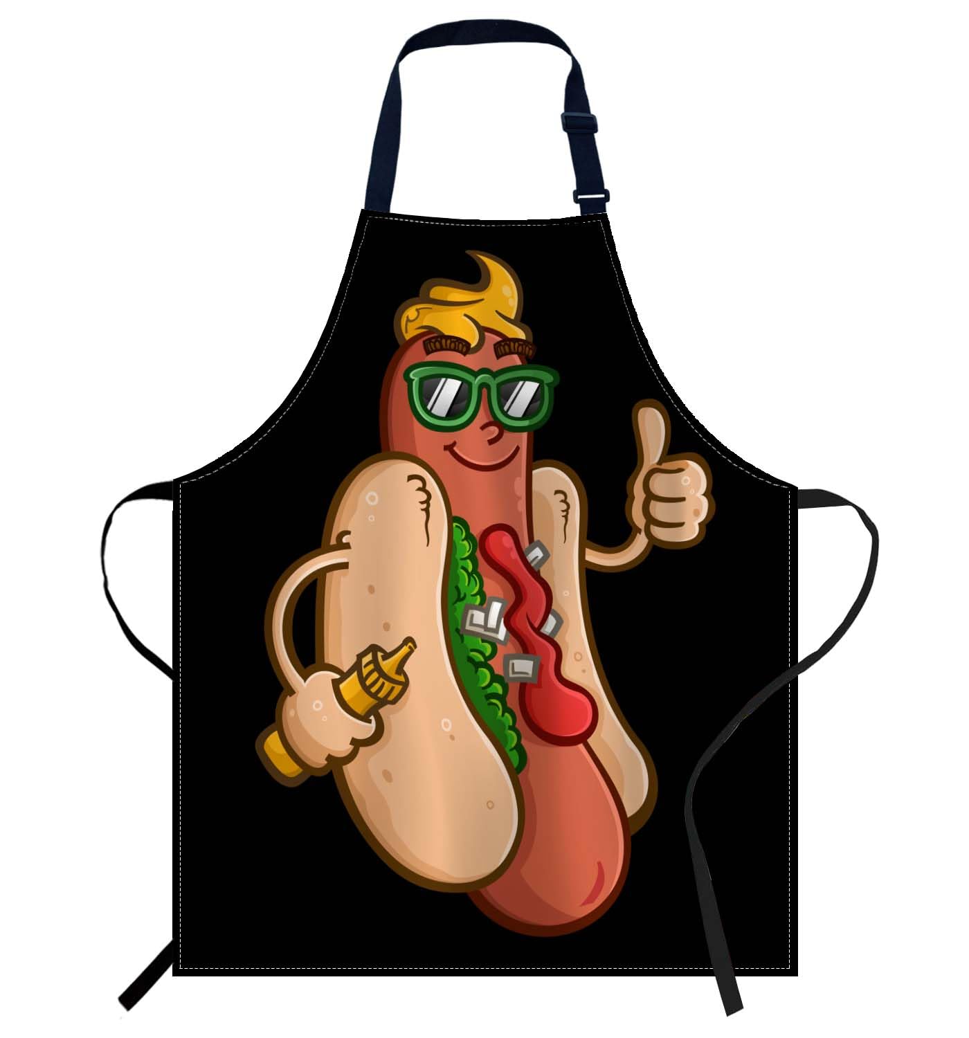Smooffly Funny Hot Dog Apron Adjustable Bib Chef Aprons Cooking Apron Unisex Women Men Aprons Perfect for Home Kitchen Baking