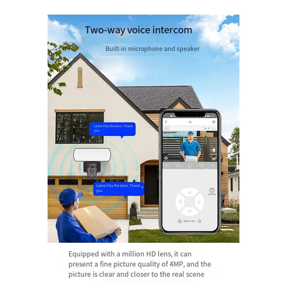 Geuxe Tuya WiFi Camera Garden Wall Lamp Security Cameras Outdoor IP65 PIR Smart Detection Sensor Light Alarm US Plug