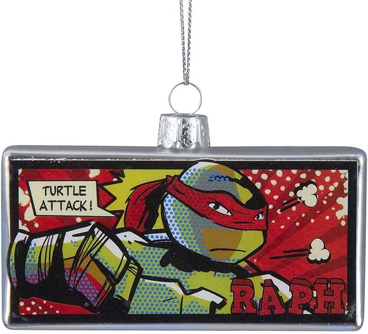 Kurt Adler Glass Teenage Mutant Ninja Turtles Comic Strip Rectangular Ornament, 4-Inch
