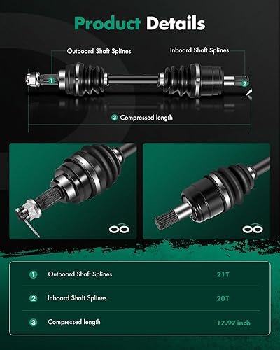 Vista 1013 de SCITOO 1333081 1333947 Eje CV trasero izquierdo derecho para 2016-2020 para Polaris General 1000 2017-2020 para Polaris General 4 1000 2015-2018