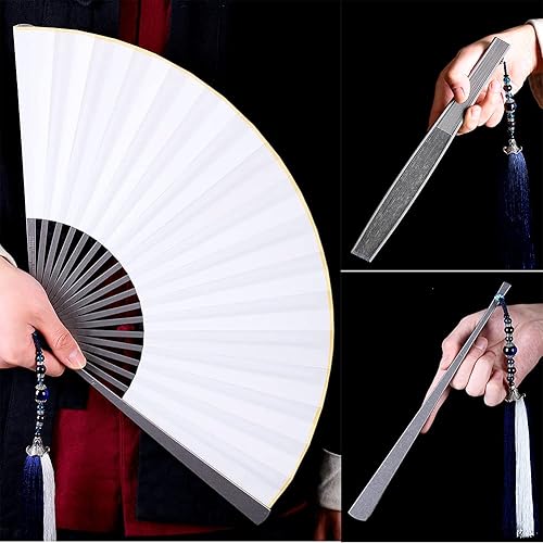 Miniatura 2 de ZCBYBT Ventilador plegable portátil de aleación de titanio EDC, ventilador de mano, ventilador de metal de Tai Chi Kung Fu, adecuado para