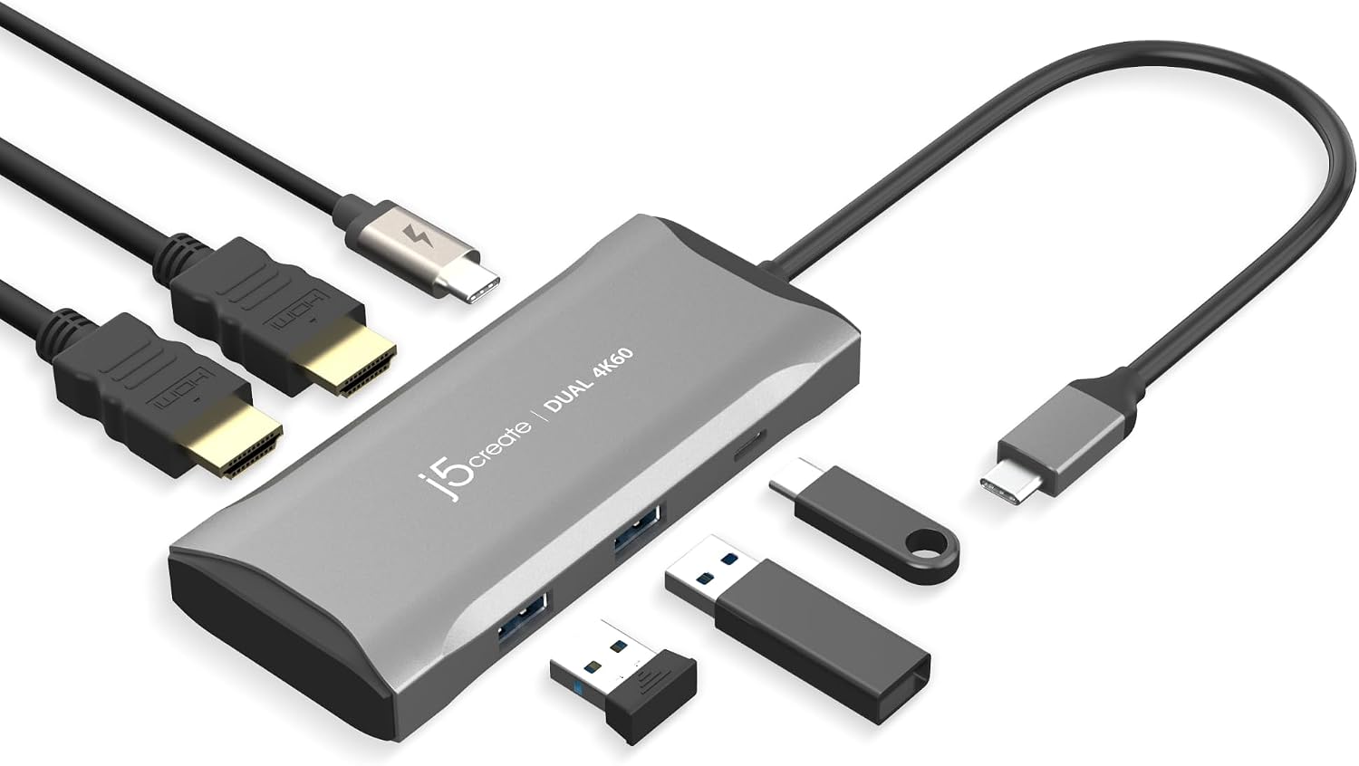 j5create USB-C Hub 4K@60Hz Dual HDMI with 100W PD Fast Charge