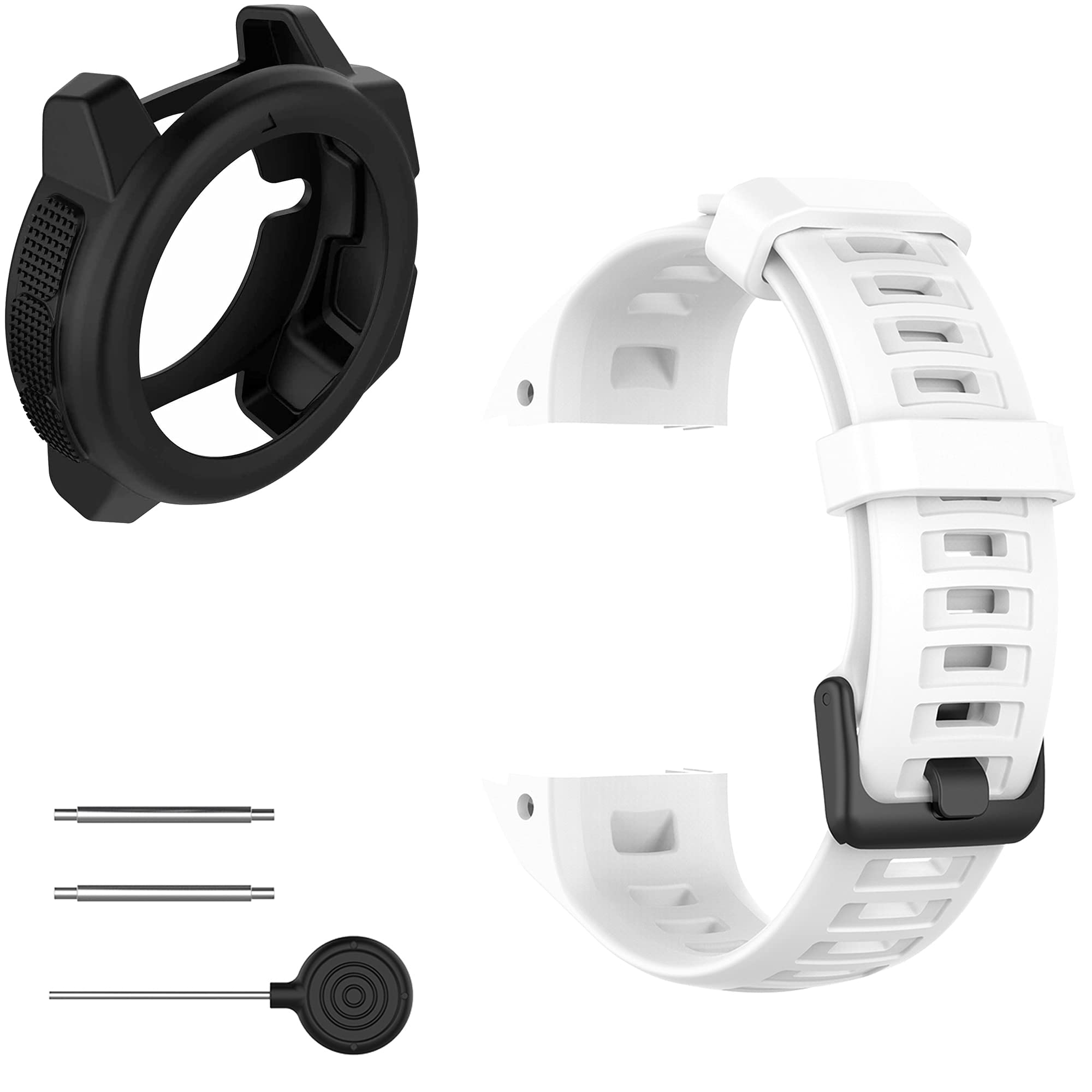 Pasek z etui kompatybilny z Garmin Instinct dla kobiet i mężczyzn, klasyczny miękki silikonowy pasek do zegarka Garmin Instinct Tide / Tactical/Dual Power Surf/Power/Esports Watch (niebieski
