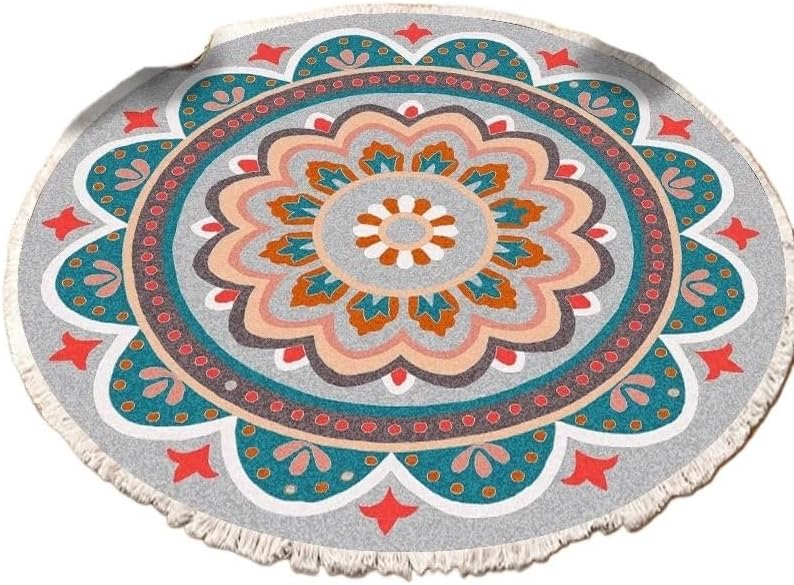 120 * 120 cm European Ethnic Style Home Bedroom, Living Room, Study, Entrance mat, Computer Chair mat, Circular Carpet(Y-H04,Diameter 60cm)