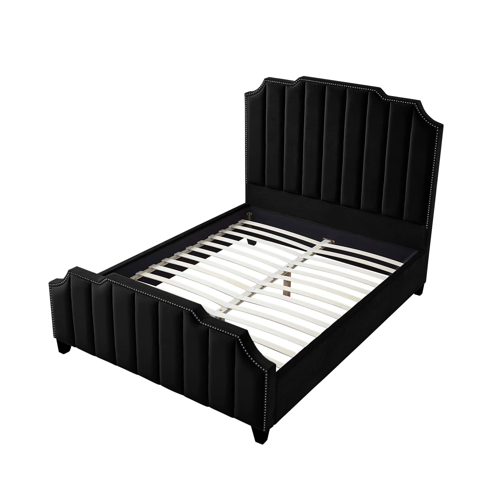 Amazon.com: Inspired Home Poppy Platform Queen Bed, Velvet
