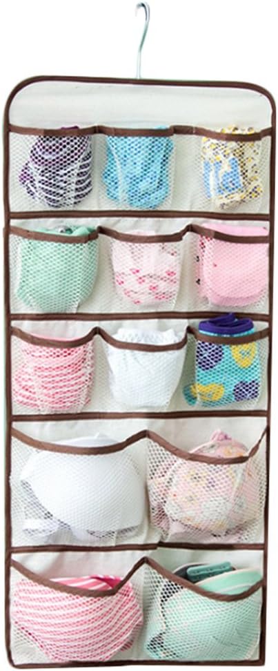 Diossad 26 Pocket Hanging Organizer Storage Bag Rack, Dual-side Collapsible Quick Dry Heavy-duty Shower Organizer For Bra Underwear Closet Wardrobe Wall Door Storage Bags Socks Ties