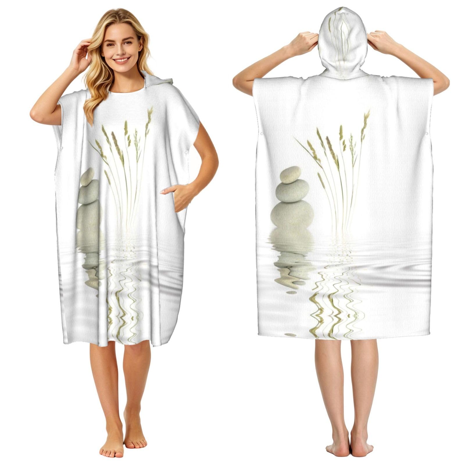 Poncho à capuche microfibre adulte léger surf natation bain été