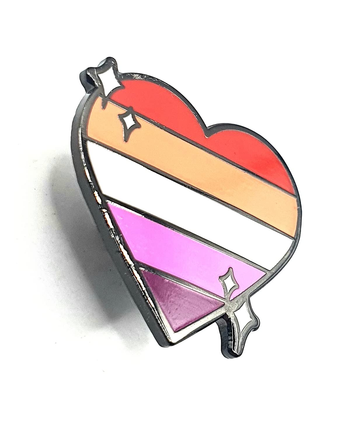 Lesbian Pride Flag Love Is Love Heart Metalowa emaliowana przypinka odznaka, Metal