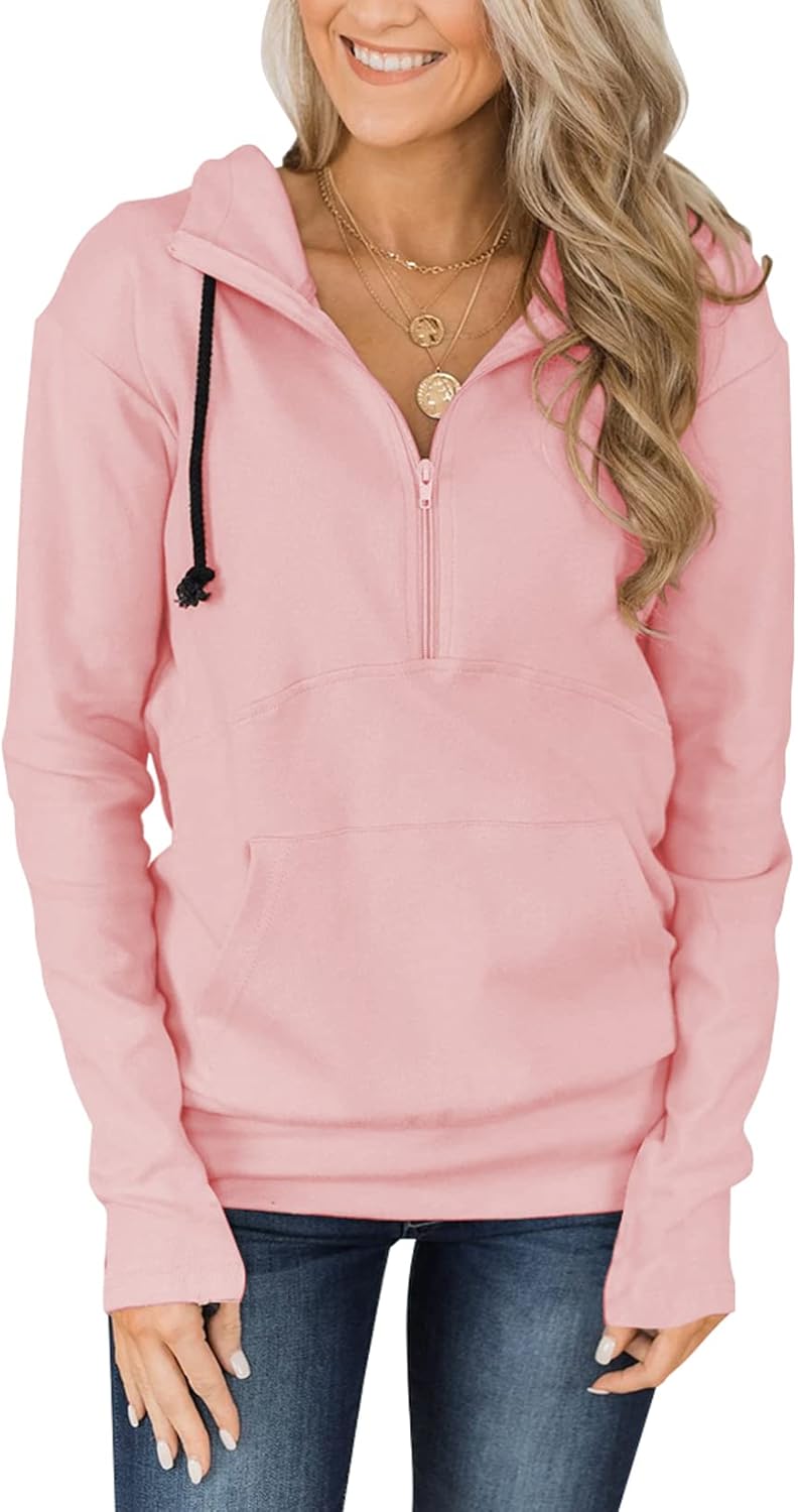 Fallorchid Womens Long Sleeve Tops Quarter zip Pullover Hoodies Casual Sweatshirts with Pocket