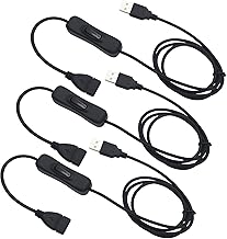 CESFONJER 3個 USBスイッチケーブル, USB A オス メス 延長ケーブル 1m USB スイッチ付き, 駆動レコーダー用、LEDデスクランプ、USBファン、LEDストリップ