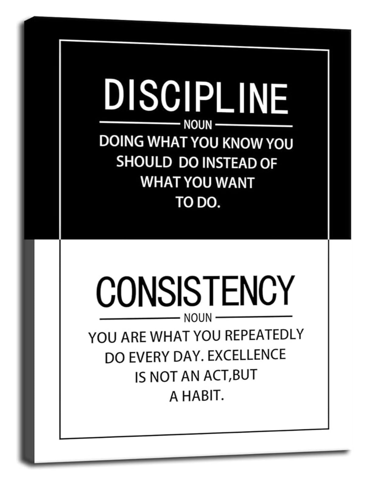 FOPURE Motivational Wall-Art Discipline Consistency Quote Poster Canvas Print for Office and Coaching Space(Framed,08x12inch(20x30cm))