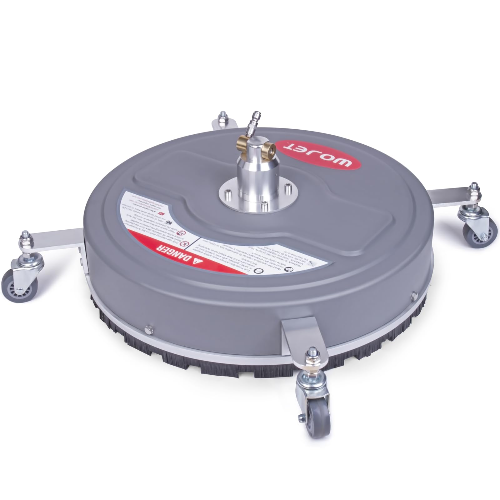 WOJET 18" Pressure Washer Surface Cleaner 4500 PSI, 4 Wheels Power Washer Attachment for Driveway Sidewalk Deck Patio Concrete Cleaning, 2 High Pressure Rotating Nozzles, 1/4" Quick Connect, PA7607