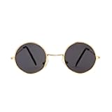 Gold Circular (41mm) Frame Black Lens Sunglasses