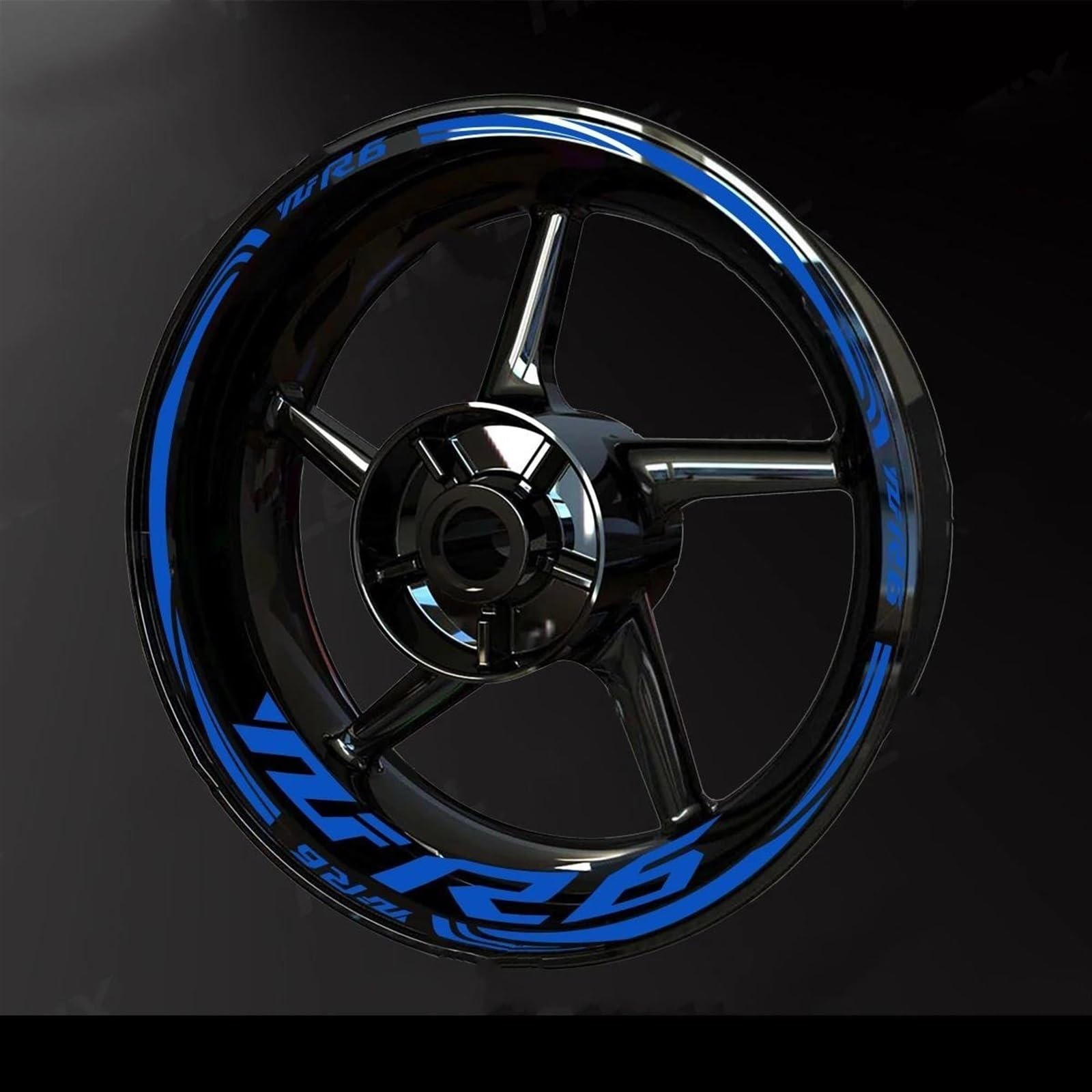 Motorcycle Accessories Wheel Stickers Reflective Rim Motorbike Waterproof Decals for Yamaha YZF R6 2017-2022 Decorative(Color13)