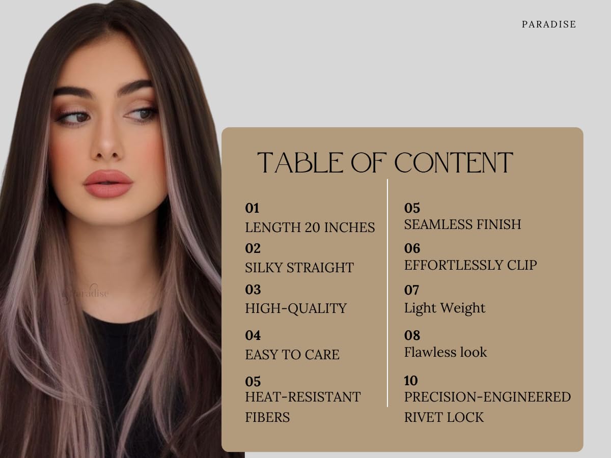 Paradise Clip in Colored Hair Streak (Strips) Extensions for Women, 20 Inch Straight Hair Highlights, Blonde, Instant Volume, No Damage, Heat Resistant Synthetic Fibre, Pack of 6 1
