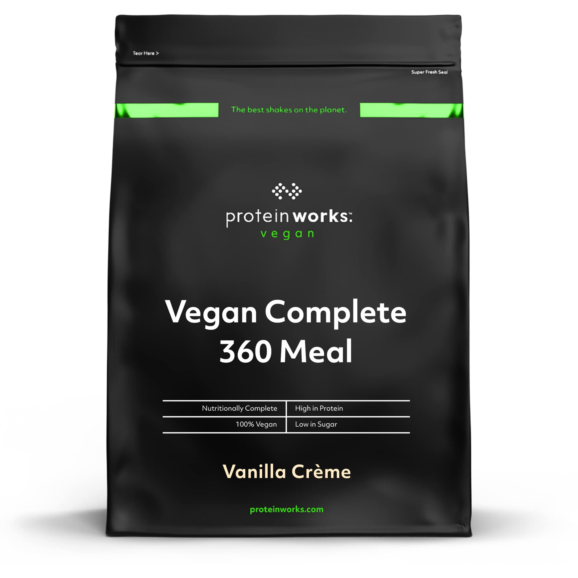 Protein Works - Vegan Complete 360 Meal, Award-Winning Meal Replacement, Tri-Protein Blend, Premium Plant-Based Ingredients, Essential Vitamins & Minerals, Vanilla Crème, 10 Meals, 1kg