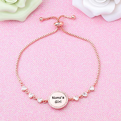 FEELMEM Nana's Girl Granddaughter Slider Bracelet Gift for Granddaughter from Nana Granddaughter Birthday Graduation Gift(RG) - Image 5