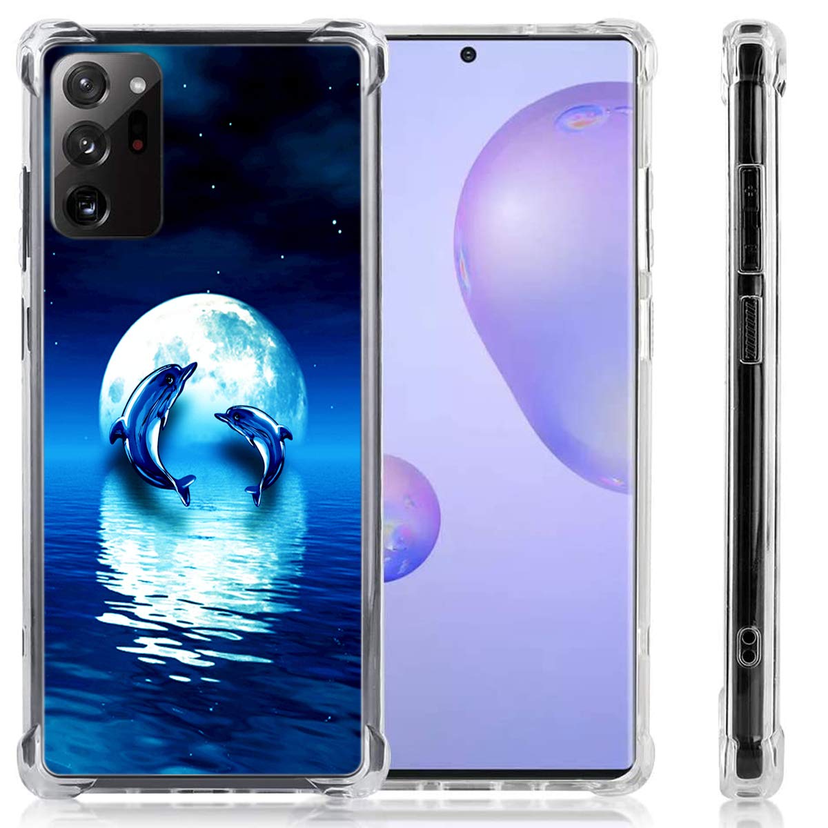 Dolphin Case for Note 20 Ultra,Ecute Military Grade Protection[Air Armor Designed] Case Cover Compatible with Samsung Galaxy Note 20 Ultra - Moon Dolphin