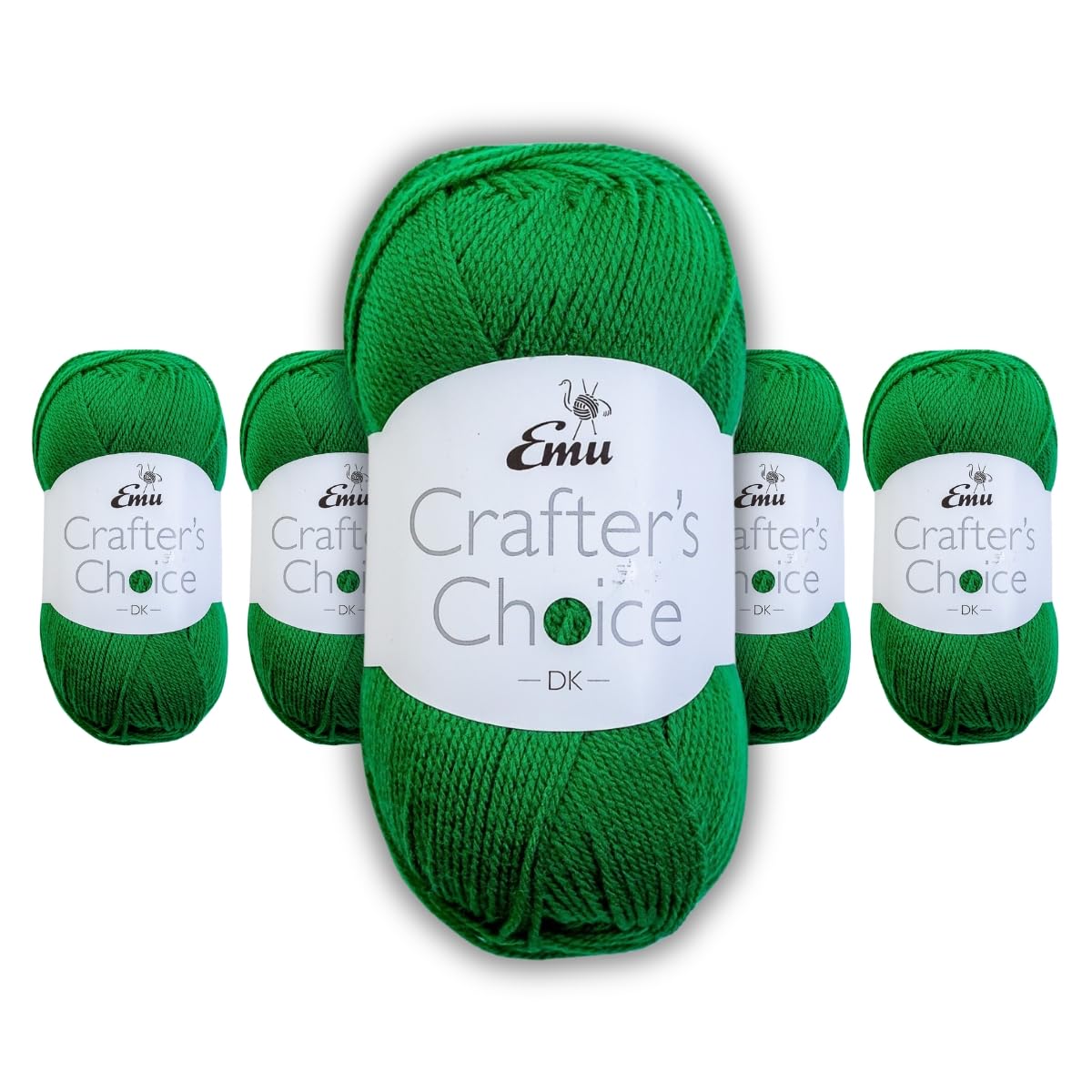 Emu Crafter's Choice DK Everyday Acrylic Yarn 100g Balls 300m, Pack of 5, Green - 018