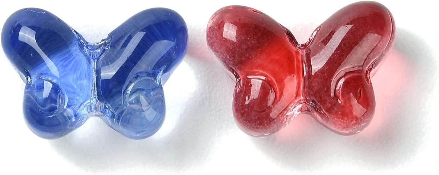 LiQunSweet 100 Pcs Transparent Glass Butterfly Bead Bracelet Beads Colorful Handcrafted Crystal Loose Glass Bead for DIY Jewelry Making - Image 3
