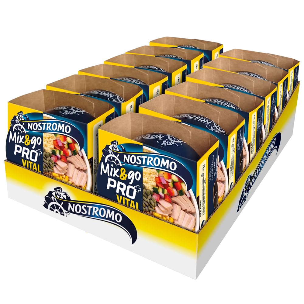 Nostromo - Mix&Go VITAL PRO+ Tonno con Lenticchie, Bulgur, Verdure e Semi di Zucca – Piatto Pronto Equilibrato, Ricco di Fibre e Proteine – 12 Confezioni da 190g