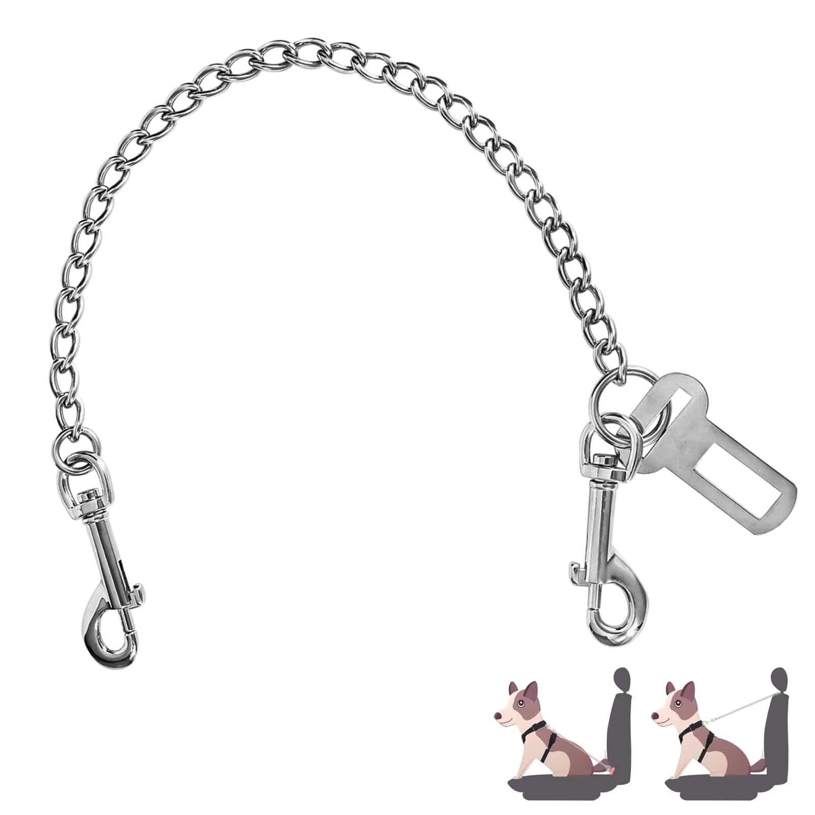 Collier en acier inoxydable Ceinture de sécurité résistante aux morsures 80 cm Harnais de sécurité pour chiens de petite taille