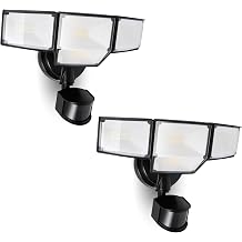 LUTEC 80W 9000LM LED Security Lights Motion Sensor Outdoor Lights, 4 Head LED Flood Lights Outdoor 5000K Daylight, IP65 Waterproof, Motion Detected Lights for Outside, Garage, Yard Black - 2 Pack