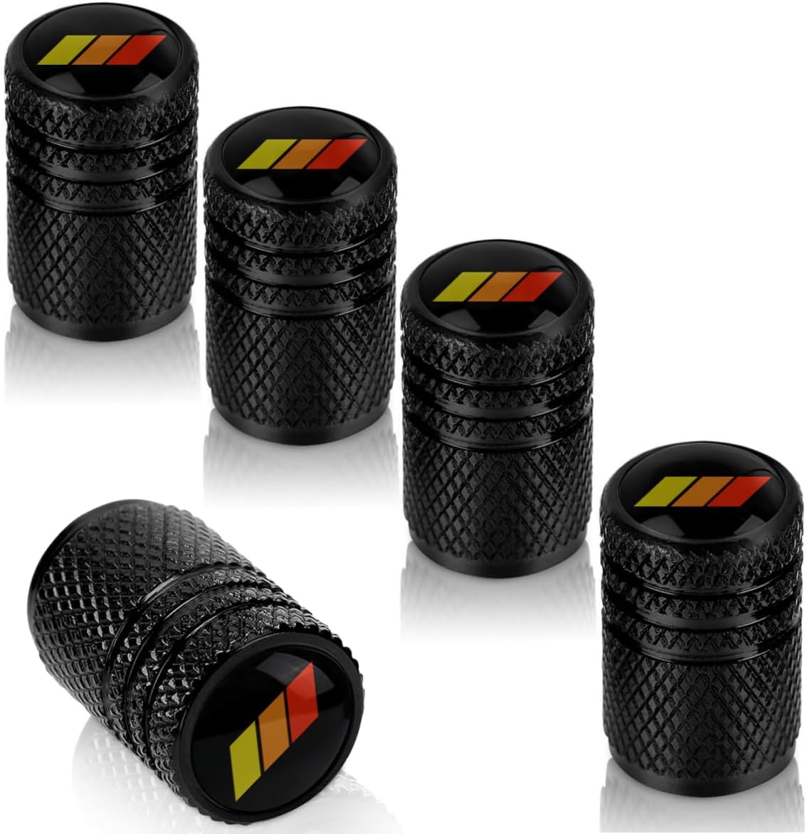 5PCS Car Wheel Tire Valve Stem Caps Carbon Fiber Valve Covers Compatible with Toyota TRD Camry RAV4 Corolla Tacoma Accessories Aluminum Tire Valve Cap (A+Chain)