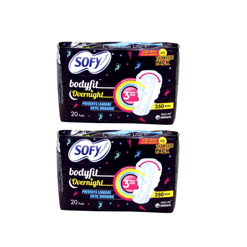 Sofy Body Fit Overnight Sanitary Napkin - 20 Pieces (Pack of 2, Extra Large (XXL))