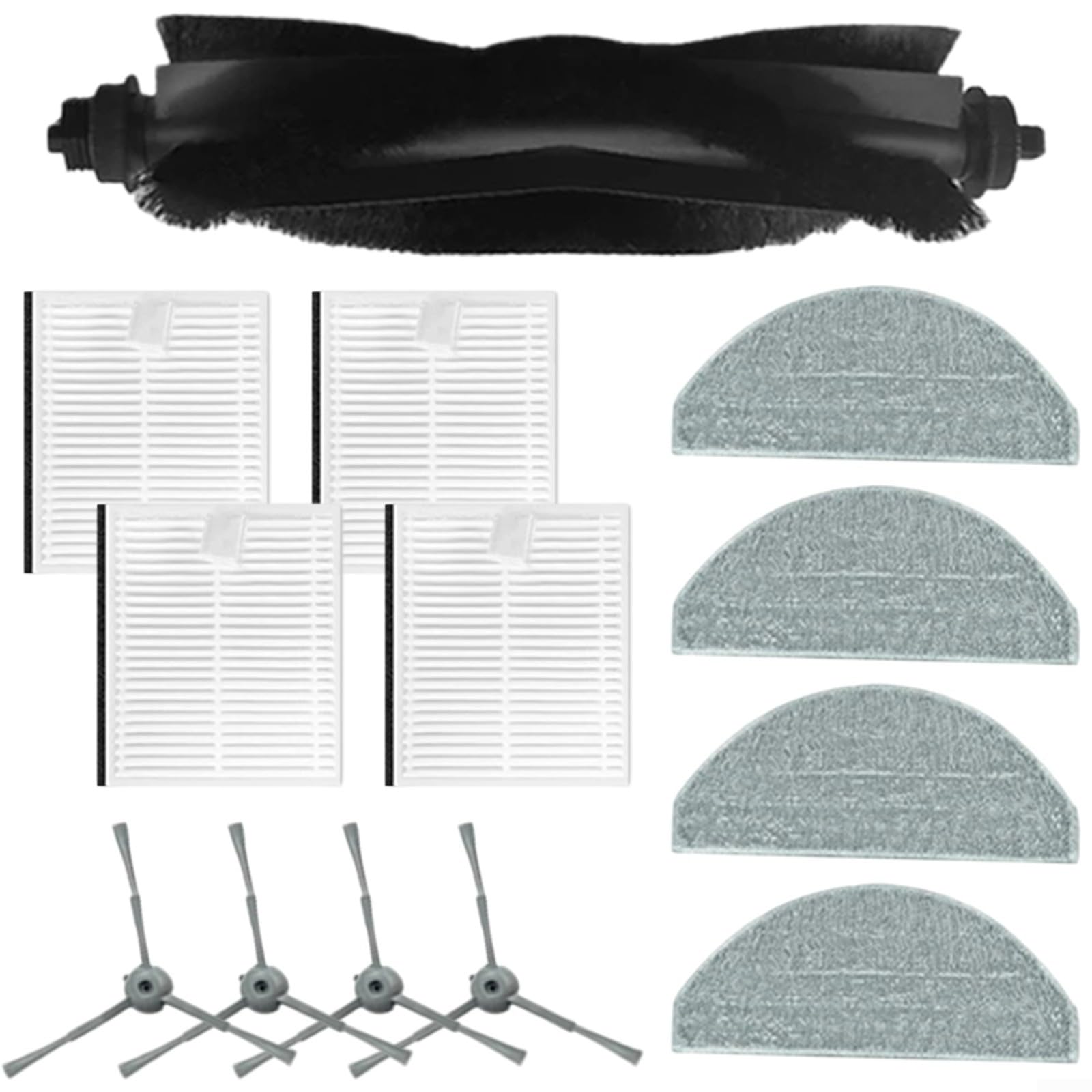Zhanhai Main Brush Side Brush Mop Cloth FIlters Kit Fits for Hoover HG4 Hydro Pro,for HG4 Hydro Robot Vacuum Cleaner Replacement Parts,1 Main Brush,4 Side Brush,4 Mop Cloth,4 FIlter ﻿