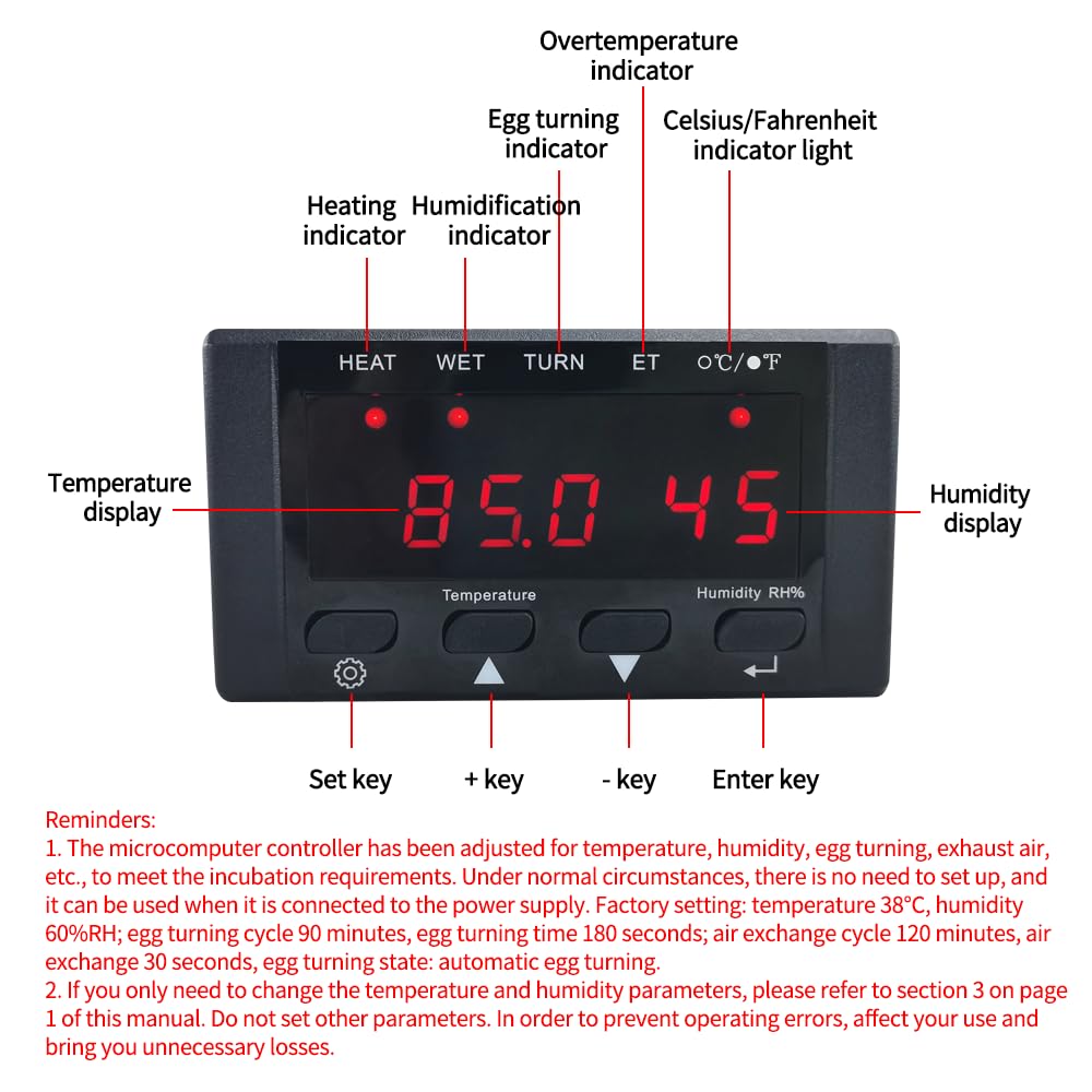 Contrôle de la température et de l'humidité Accessoires incubateur d'œuf HT-10 Thermostat numérique