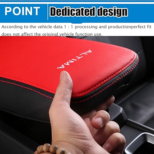 Miniatura 6 de Funda de cuero para consola central, protector de reposabrazos, accesorios para mantener tu reposabrazos (costuras negras) para Nissan Altima (2013