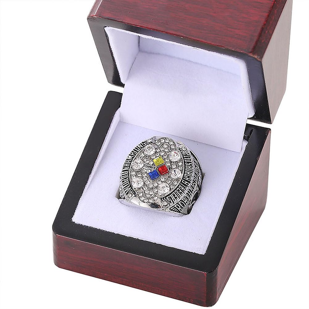 Anillos De Campeonato De Los Steelers 2008 Trofeo De Campeón De Fútbol Americano Joyería De Campeón De Rugby con Caja De Presentación Regalos para Aficionados Y Amigos