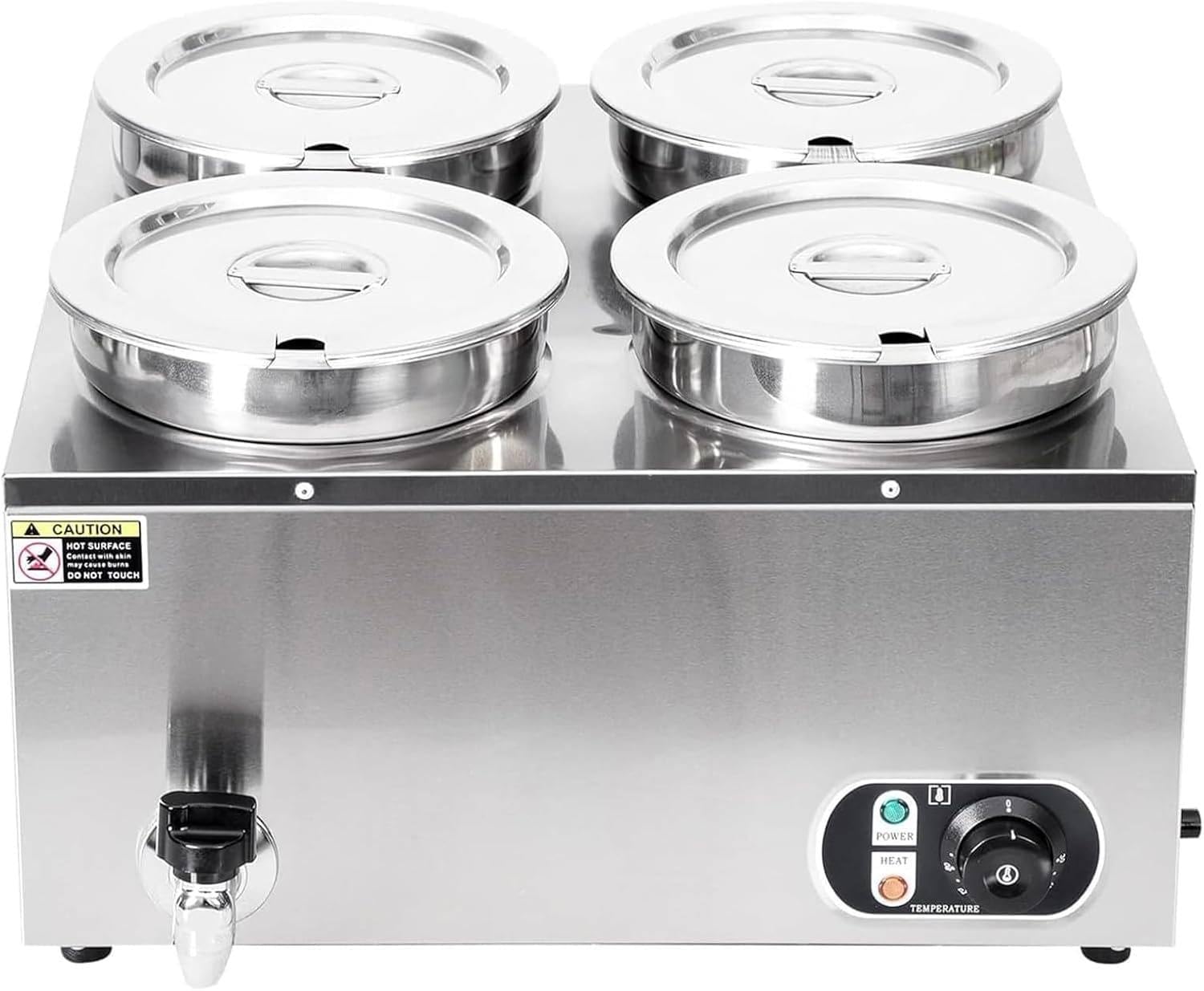 KJZQXYX Electric Soup Warmer,1500W Stainless Steel Electric Food Warmer,Commercial Bain Marie,Adjustable Temperature 50-85℃