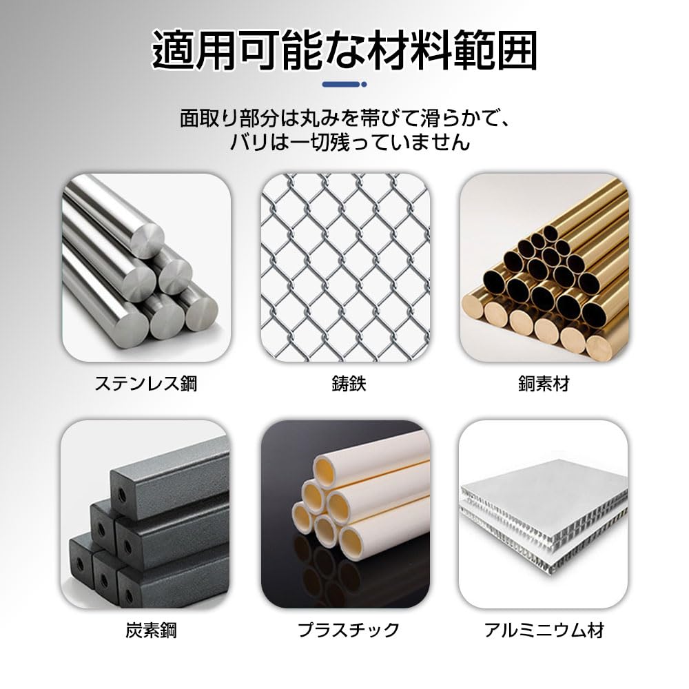 バリ取りビット 外部面取りツール 3-19mm対応 ステンレス ボルト ネジ山 修理 六角軸 6.35mm 電動ドリル インパクトドライバー対応 HSS 高速鋼 研磨 ツール (シルバー)