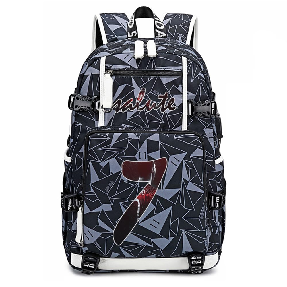 Joueur de football numéro 7 Sac à Dos multifonction pour ordinateur portable Voyage étudiant Sac de Fans pour Hommes Femmes