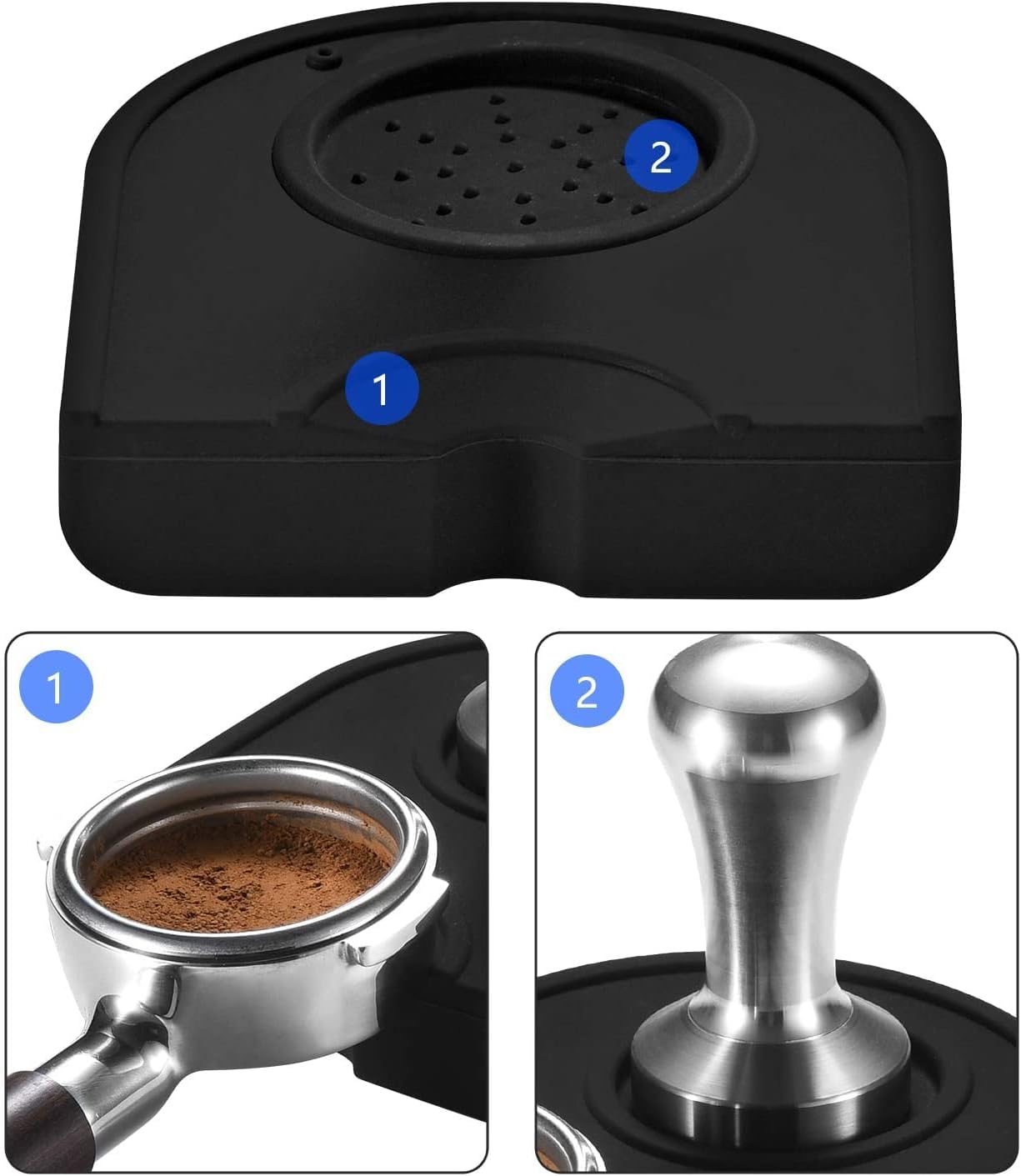 Silicone Coffee Tamp Mat, Silicone Gel Coffee Tamper Mat, Espresso Silicone Tamper Mat, Silicone Tamping Pad for Barista Tool Home Kitchen Bar Coffee Shop: Home & Kitchen