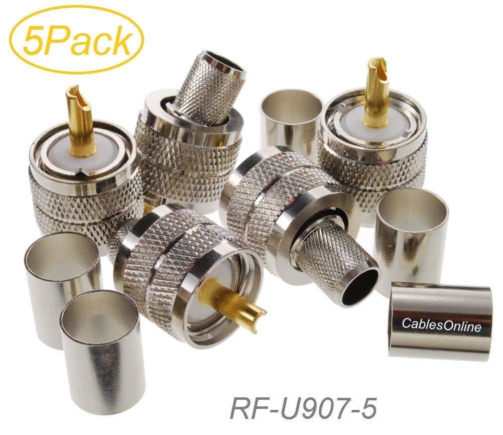 CablesOnline, 5-Pack UHF PL-259 Male Crimp Type Connector for 50-Ohm RG8/RG213/LMR400 Coax Wire