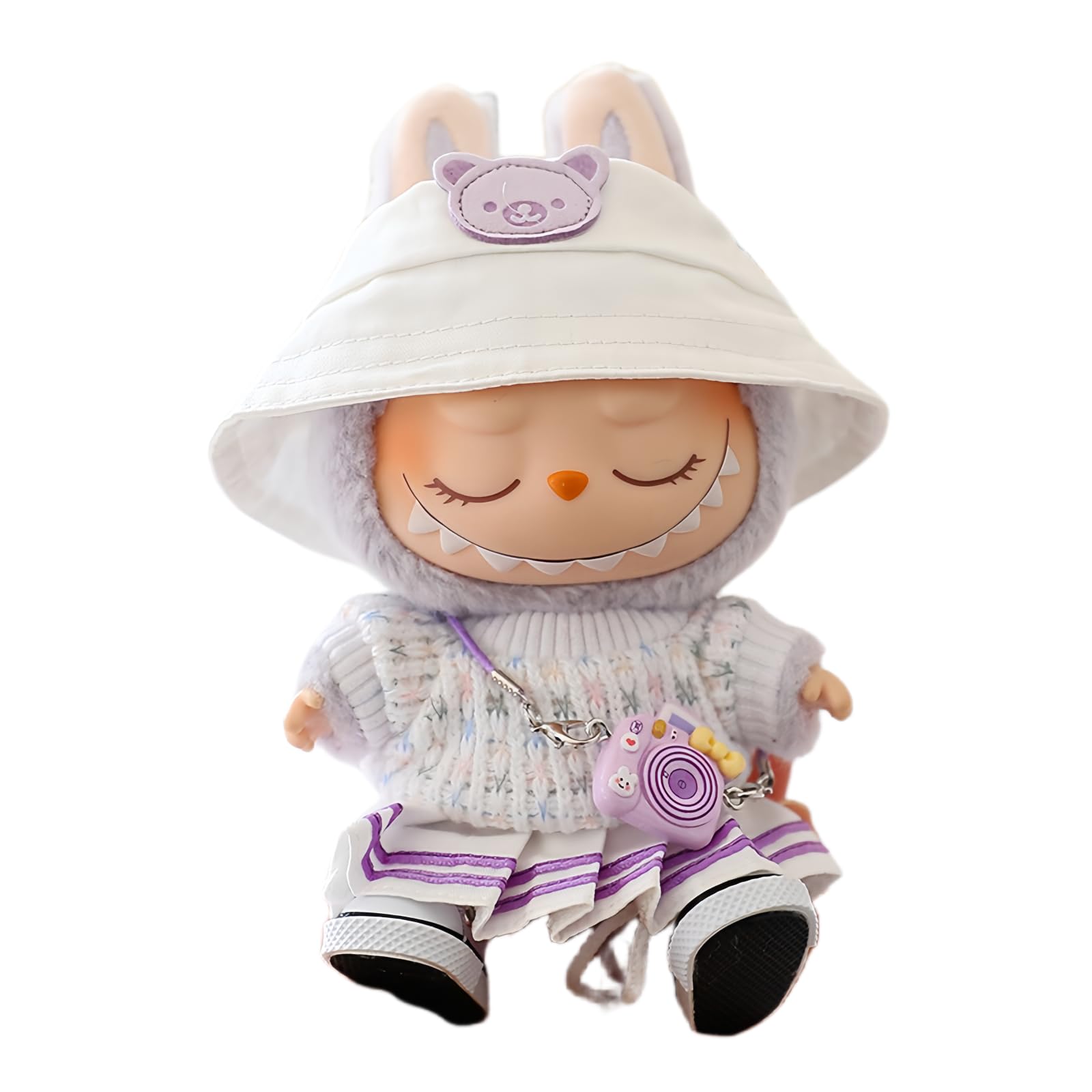 17cm Doll Clothes Set, 5 Pieces Dress Outfit Set for 6.7inch Doll Suit, Fashion Chic Hat & Clothes Accessories for 1st/2nd/3rd Gen Dolls Play & Display Purple