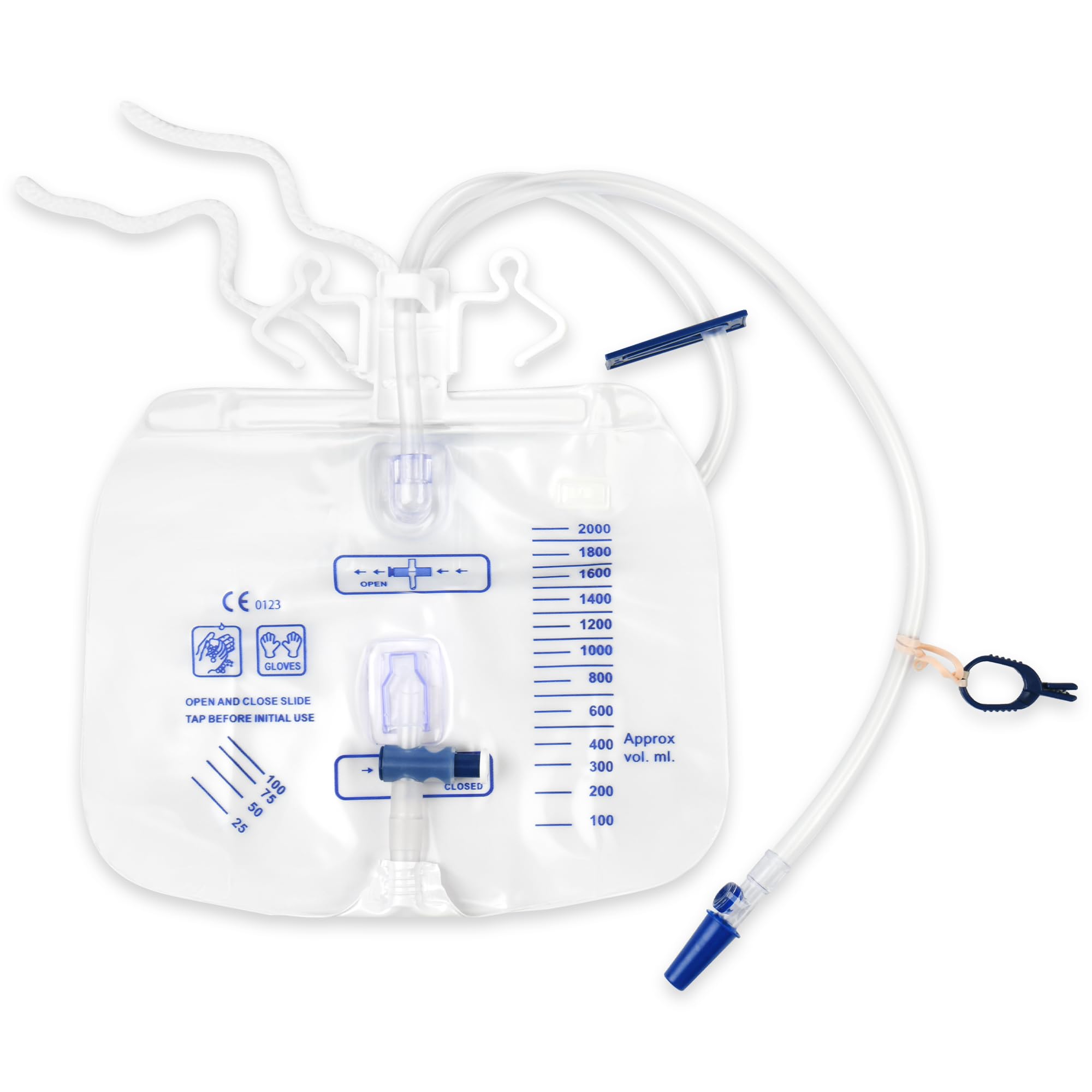 Urinary Drainage Bag, Urine Bag with 2000 mL Volume, 48"Unisex Precision Drainage Tube, Clips and Hanging Hook, Professional Urinary Bag，Catheter Bags