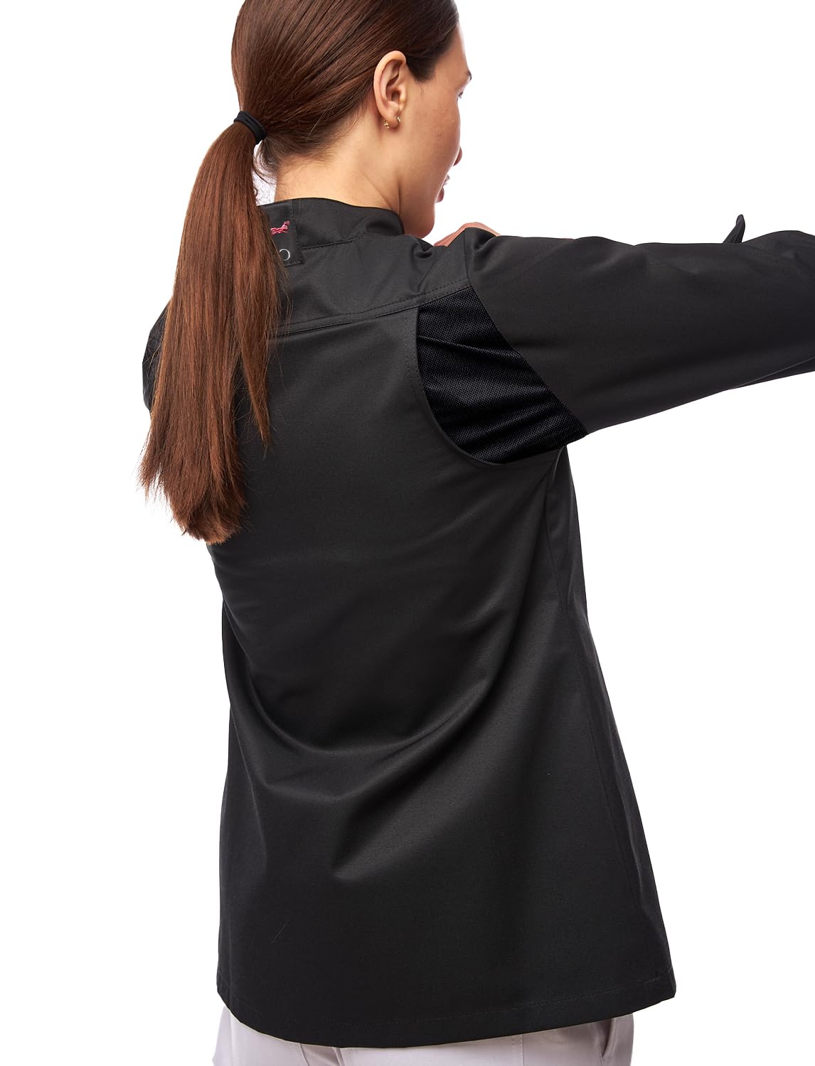 strongAnt Damen Kochjacke Langarm inkl. Kugelknöpfe aus easyClean Baumwolle. Kochuniform, Bäckerjacke -. Farbe: Schwarz, Grau, Weiß