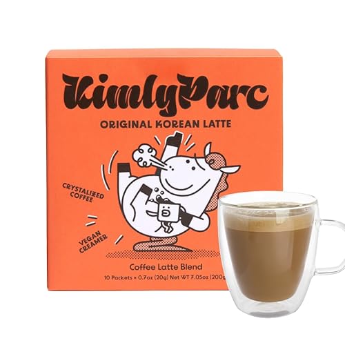 KimlyParc Mezcla de café instantáneo coreano vegano  Latte coreano original con crema vegana, azúcar de caña orgánica sin refinar, sal rosa del