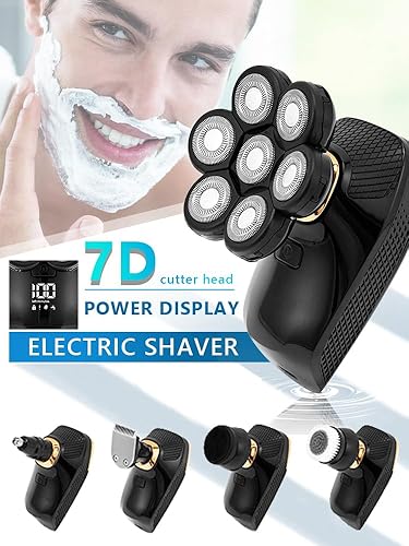 Miniatura 4 de Afeitadoras eléctricas de cabeza para hombres calvos, 7 cabezas flotantes, maquinilla de afeitar multifunción 5 en 1, maquinilla de afeitar de