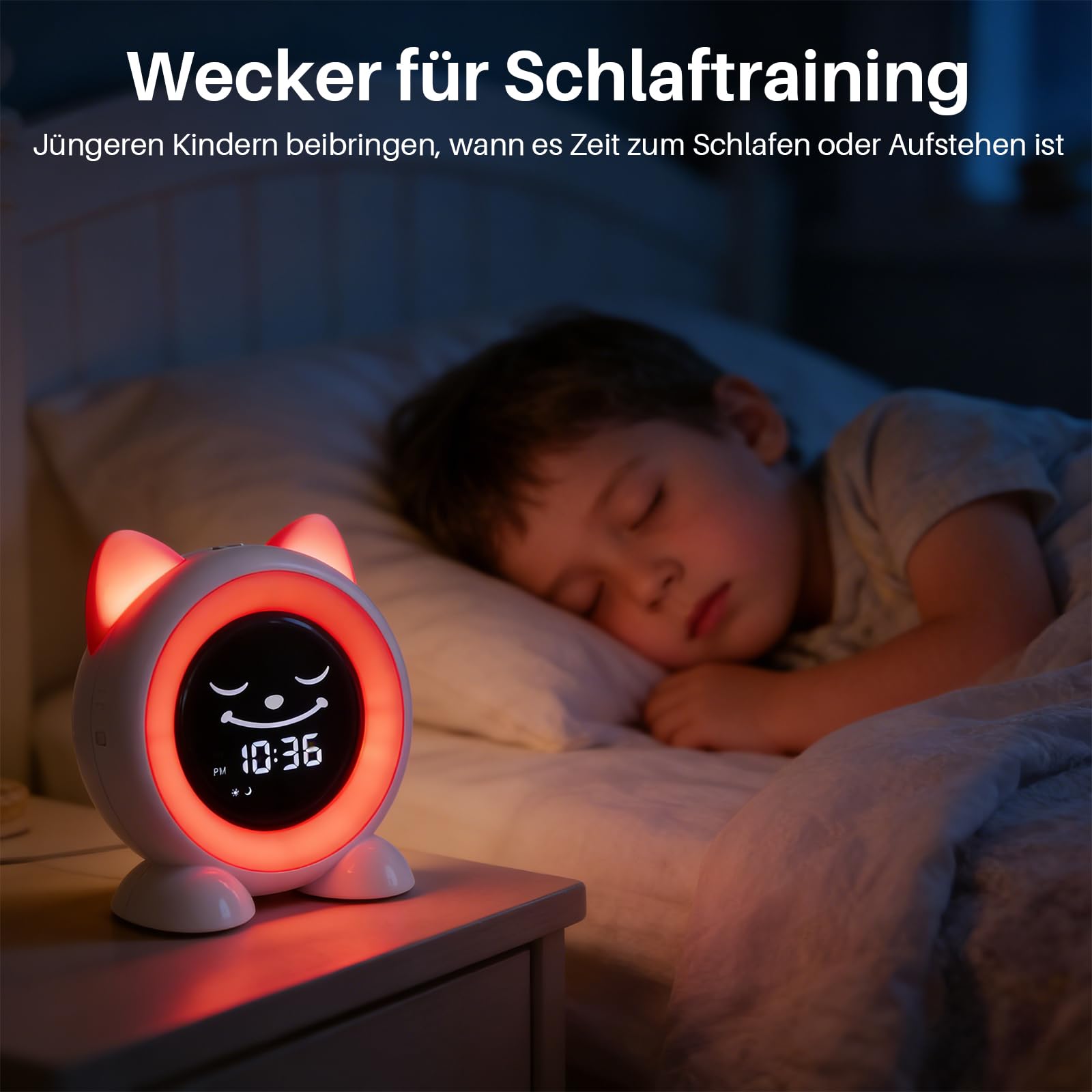 Sveglia per bambini, sveglia digitale con luce notturna in 11 colori, timer, funzione snooze, regalo per ragazze e ragazzi