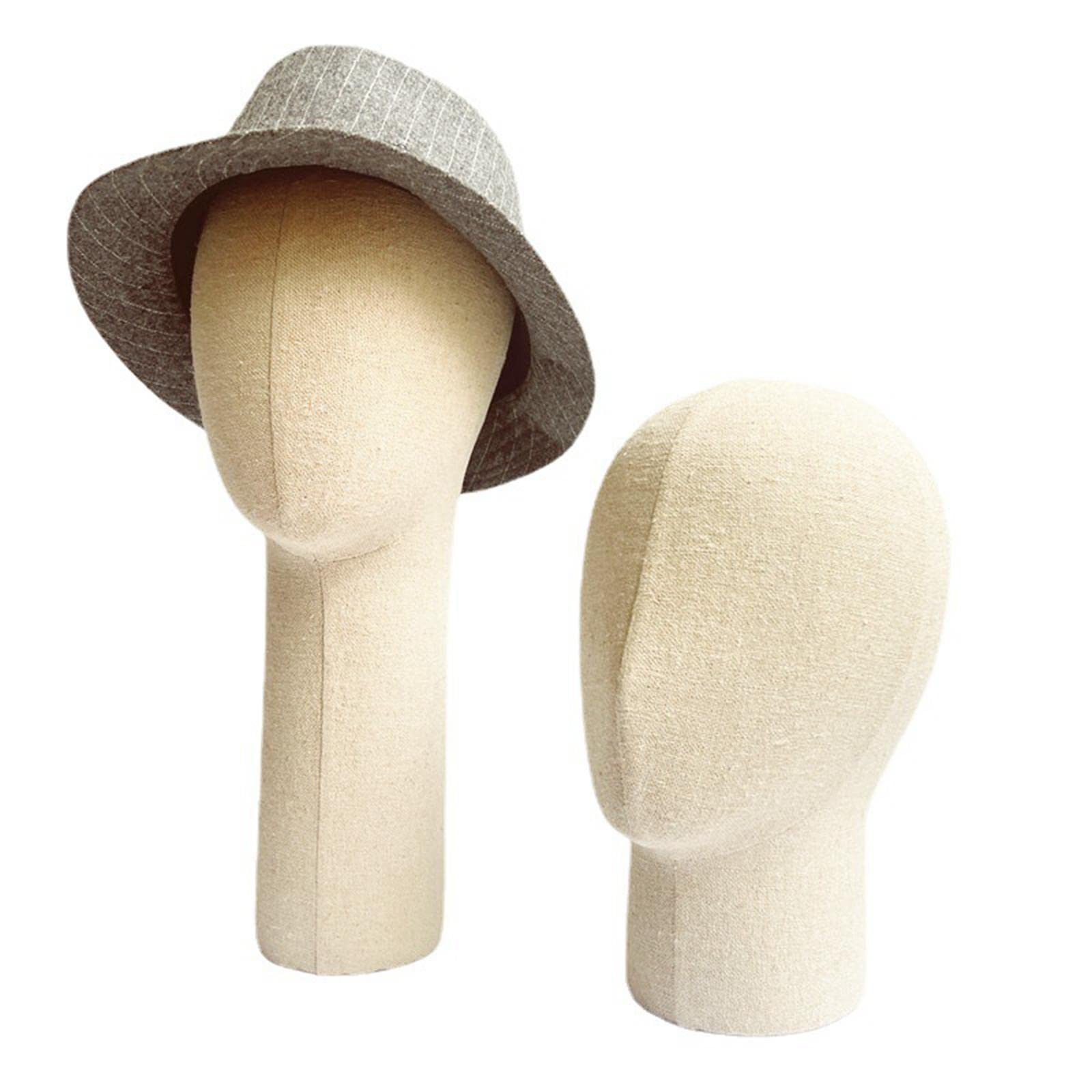 Espositore per Cappelli, Parrucche, Occhiali E Teste in Lino, Modello per Uso Aziendale con Base, Opzione 3-Stile corto