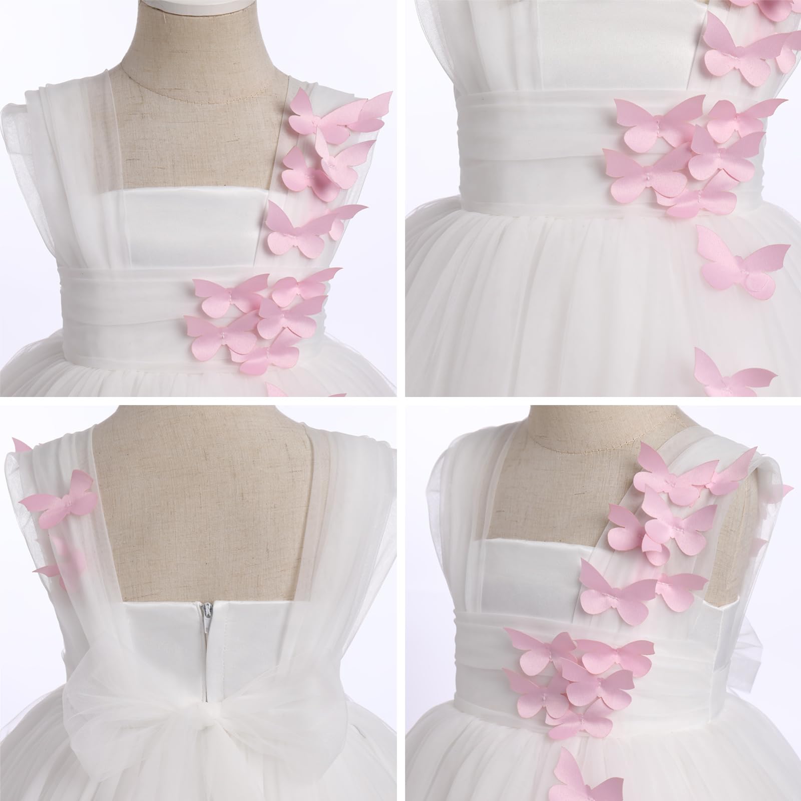 FYMNSI Robe de Fête pour Bébé Princesse Robe de Baptême Petits Enfants Papillon Robe de Fête Mariage Anniversaire Robe de Tulle Formelle Robe de Soirée
