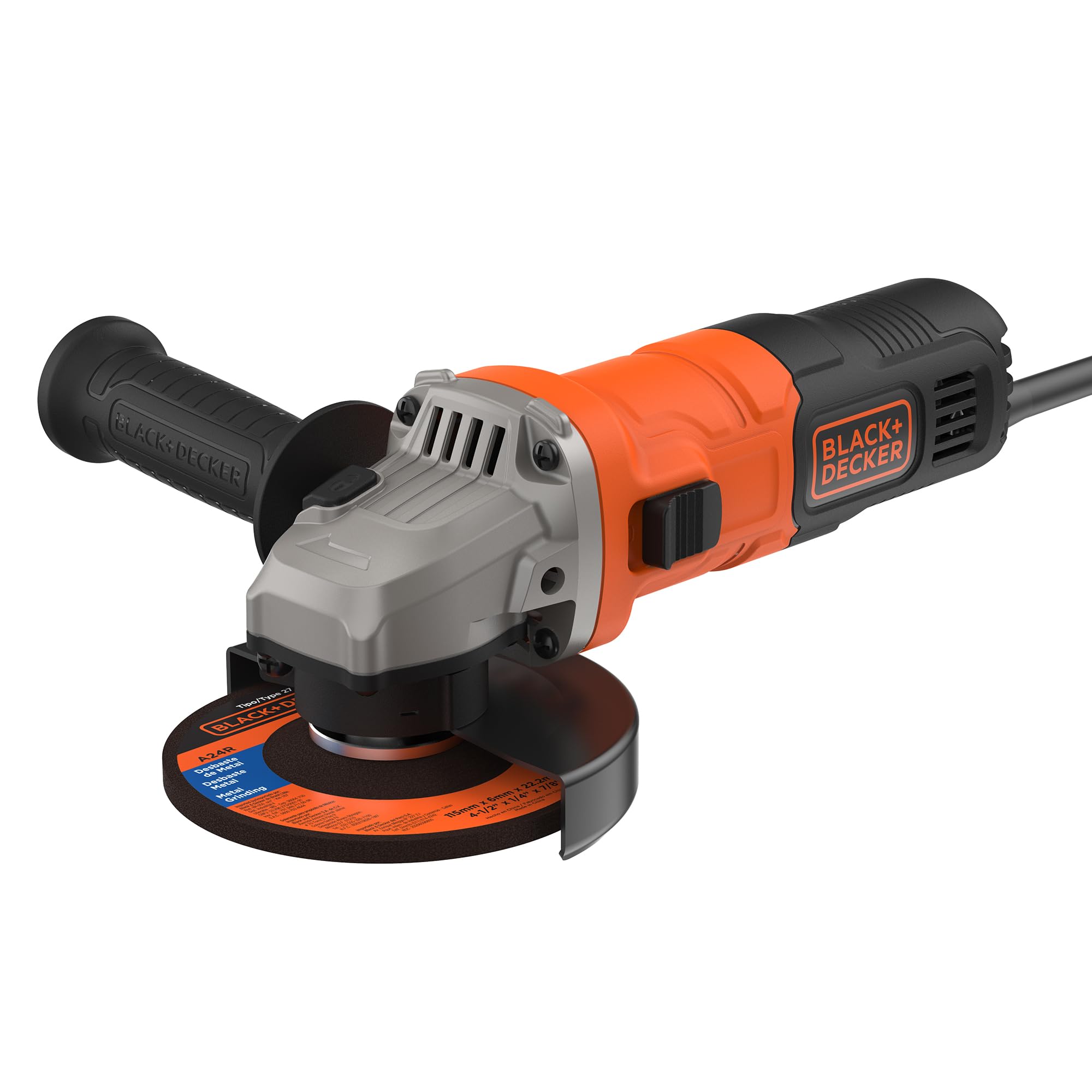 BLACK+DECKER 115mm 710W Compact, Corded Angle Grinder, BEG010-QS, (Fitted with European Plug and Power Cable)
