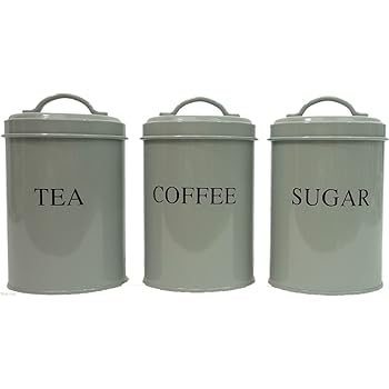 red and cream tea coffee sugar canisters