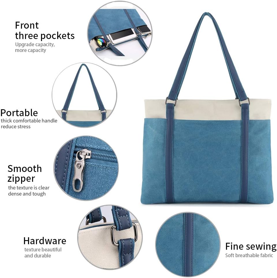 Women's Work Bag with Laptop Compartment Zipper Pockets Teacher Totes Purse - Image 6