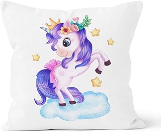 Housse de Coussin taie Licorne Poney Arc-en-Ciel Home Chambre Coussin décoratif Taille 16x16 Pouces 40x40cm